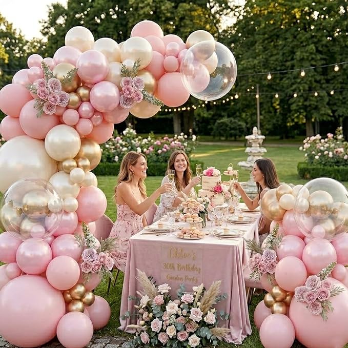 Pink and Gold Balloon Arch Kit Pearl Pink Balloon Garland Kit | 126Pcs Pastel - Image 3