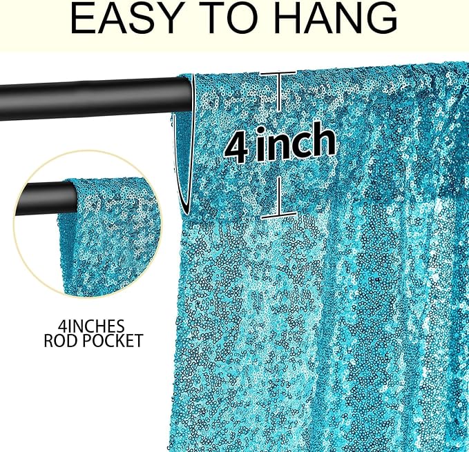2×8FT-4PCS Turquoise Sequin Backdrop Curtains Panels, Photography Backdrop - Image 5