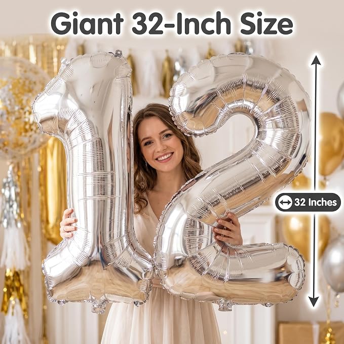 Number 12 Balloon Foil Mylar Balloons - Image 4