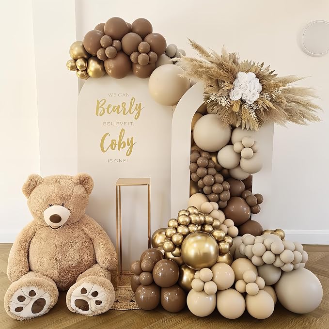 HILAVO Brown Balloon Arch Kit 18 in Clear Balloons Shades of Brown Cream Dark - Image 4