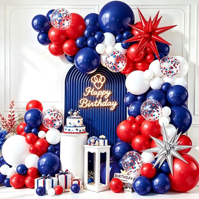Red White and Blue Balloon Arch Kit, Party Decor | Red White Blue Balloons by Kalyerparty