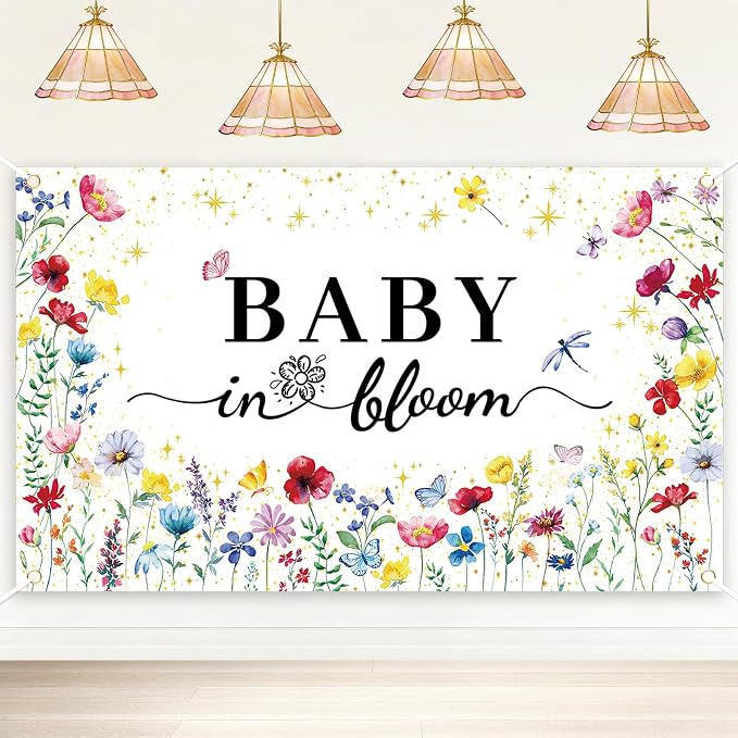 Wildflower Baby in Bloom Baby Shower Banner Backdrop Decoration by Unknown