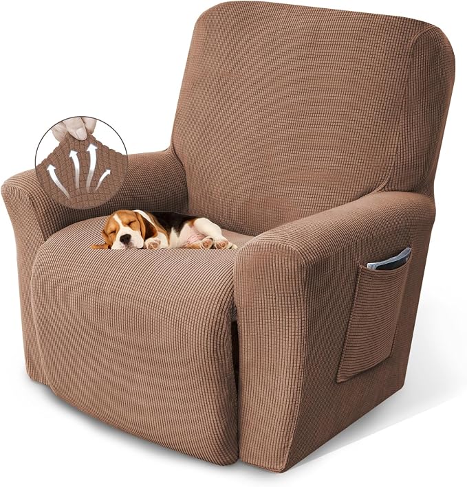 Recliner Chair Covers, 1-Piece Lazy Boy Recliner Covers, Camel | Washable by KEKUOU