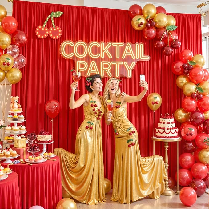 4 Panels Red Backdrop Curtains for Wedding Party Wrinkle Free Backdrops Curtain - Image 6