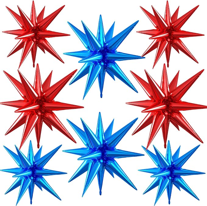 Red Blue Star Balloons, 22/27 Inch Blue And Red Star Shaped Balloons, Aluminum by Paready