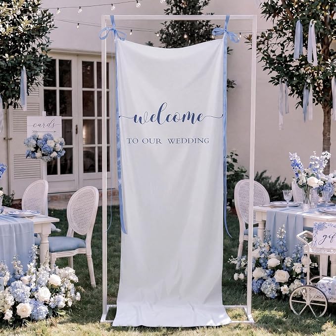 Tingjoo 27 × 78 Inch Welcome to Our Wedding Fabric Banner Long Wedding Party - Image 6
