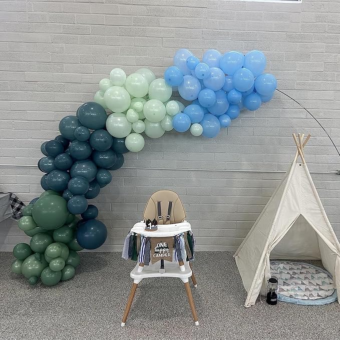 Dusty Slate Blue and Green Garland Balloon Arch Kit - Image 5