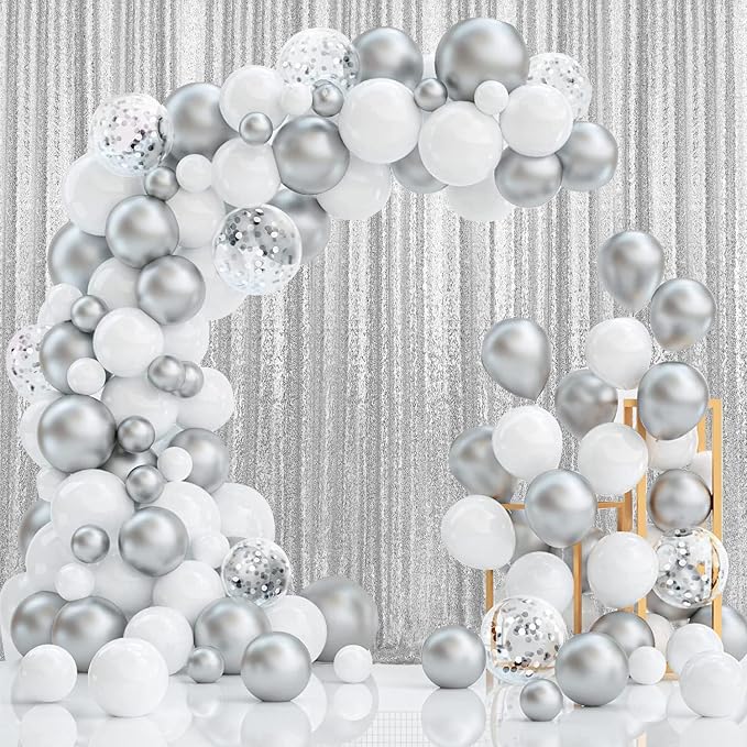 4×8FT Silver Sequin Backdrop Curtain, Photography Backdrop Glitter Curtains - Image 8
