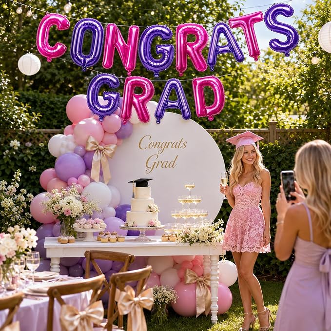 52 Pcs Letter Balloons Hot Pink Purple Balloon Banner 16 Inch 2 Sets A- Z - Image 6