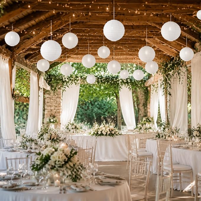 30 Pcs 6 Inch White Paper Lanterns Party Decorations - Image 4