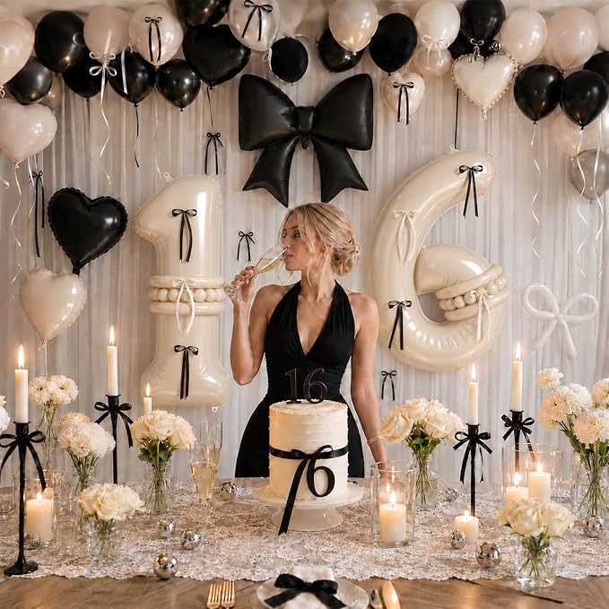 Cream 16 Number Balloon, 16th Birthday Decorations - Image 2