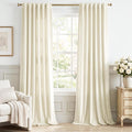 Ivory White Velvet Curtains for Nursery Back Tab, W52 x L105, Back tab Drapes by StangH