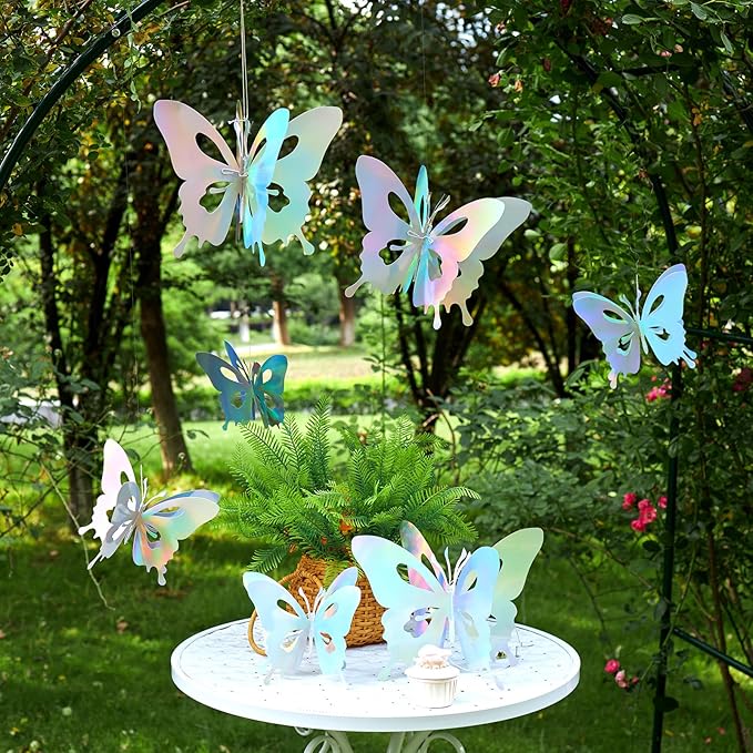 8 Pcs Hanging Butterfly Decorations, Butterfly Birthday Decorations Made by OBBOLO