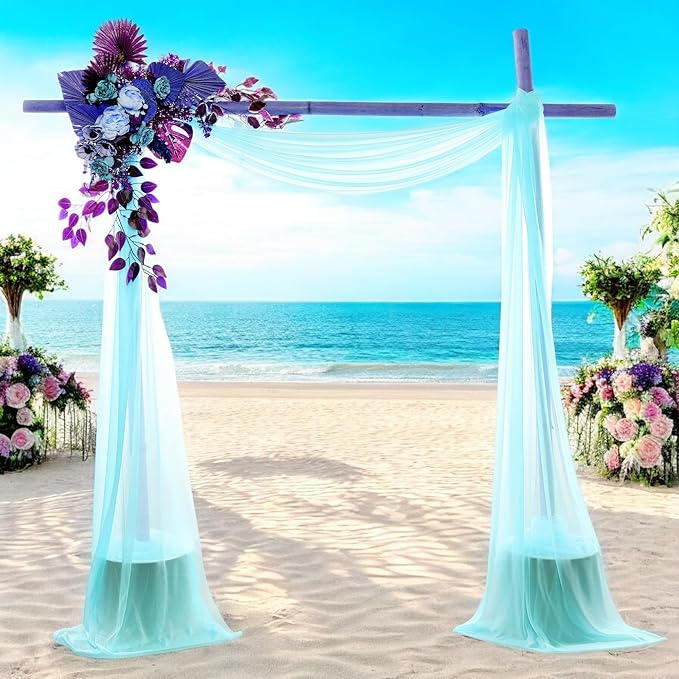 MDS Halloween Chiffon Draping Fabric - 1 Panel, 30" Wide x 40ft Long - Sheer Spooky Arbor & Canopy Drapery for Haunted House Backdrops, Party Ceilings, DIY Costumes & Themed Events - Teal