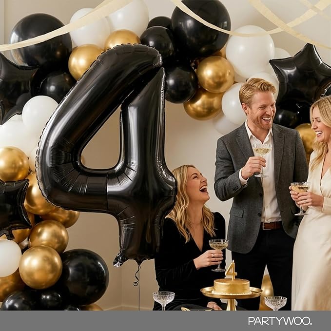 PartyWoo Number Balloons 40 Inch Black Number 4 Kit 25pcs - Image 4