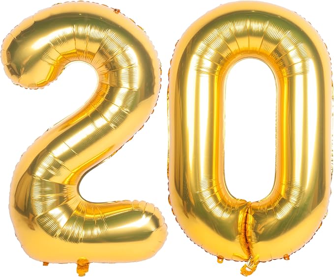 40 Inch gold Number Balloons 20 Helium Foil Mylar Balloon | Birthday Party by Exquisitehighqualitypartydecorationstomeetyoureveryneed%EF%BC%81