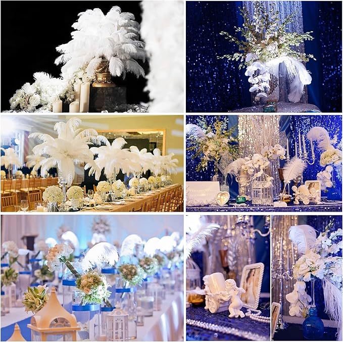 THARAHT Baby Blue Ostrich Feathers 12pcs Large Natural Bulk 12-14Inch 30cm-35cm for Wedding Party Centerpieces Easter Gatsbi and Home Decoration Feathers