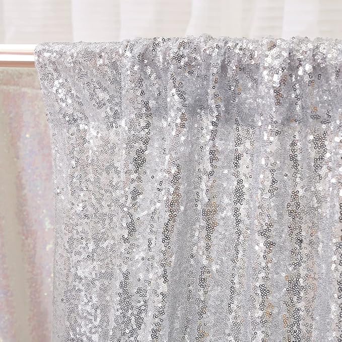 Poise3EHome Silver Backdrop, 8FT x 10FT Silver Sequin Photography Backdrop - Image 4
