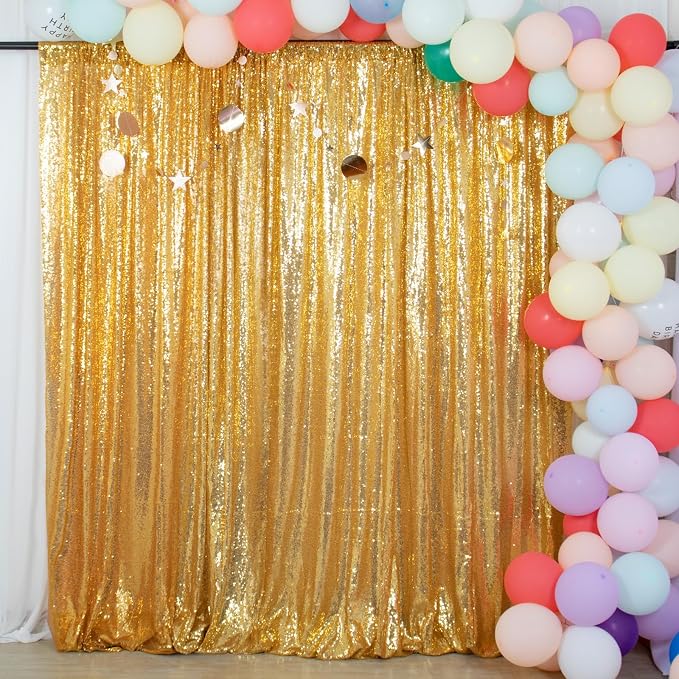 ShinyBeauty Gold Sequin Backdrop 7FTx7FT Wedding, Studio Decor - Image 2