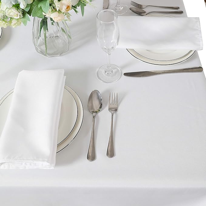 Cupuamon Square Tablecloth 90x90 inch Washable Polyester Fabric Table Cloth for Wedding Party Dining Banquet Decoration（90x90,White）