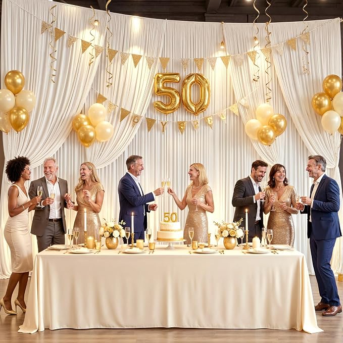 4 Panels Champagne Backdrop Curtains - Image 5
