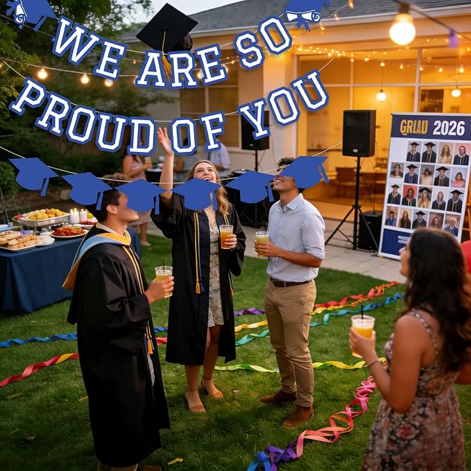We Are So Proud Of You Banner Graduation Party Decorations Congrats Grad Cap - Image 4