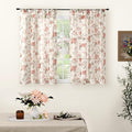 Sheer Curtains 54 Inch Length 2 Panels Set, Floral Patterned Linen Look by Lajode