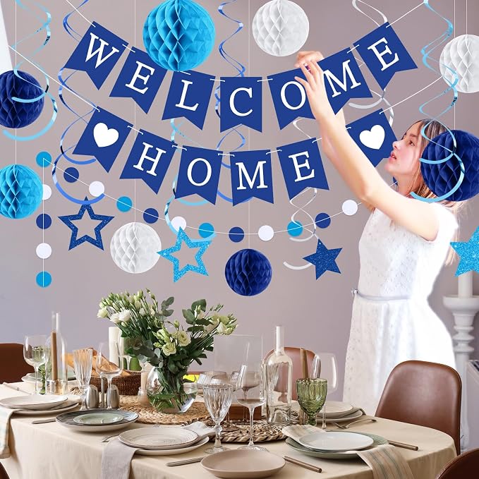 Yeaqee Welcome Home Banner Welcome Back Home Decorations 2 Hearts Sign - Image 6
