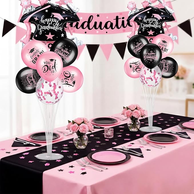 Jenaai Pink and Black 27 Pcs 2026 Graduation Balloon Centerpiece - Image 7