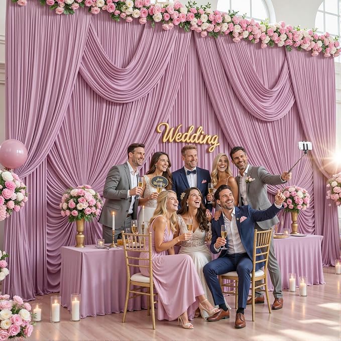 4 Panels Dusty Pink Backdrop Curtains - Image 4