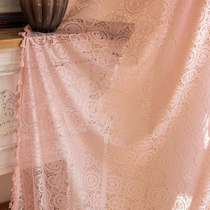 YJ YANJUN Boho Lace Curtains 54 inch, 2 Panels, Boho Charm to Kitchen, Cute - Image 4