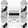 2 Sets Disco Balloon Column Stand Kits Adjustable Black and Silver Balloons by Unknown
