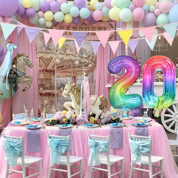 40 Inch Rainbow Number Balloon 2, Large Number Foil Balloons Mylar - Image 4