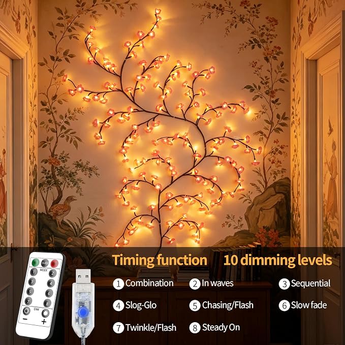 FNHMSL 4FT 48LED Cherry Enchanted Willow Vine Lights - Image 3