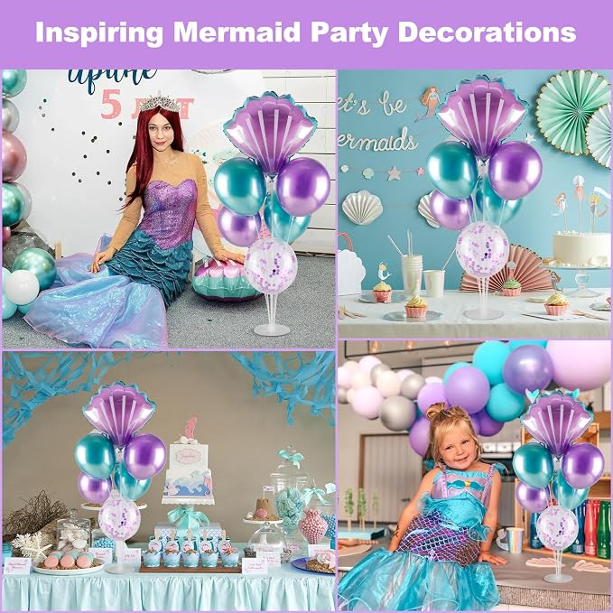 Mermaid Balloons Table Centerpiece 2 Sets Mermaid Balloon Stands | Table - Image 4