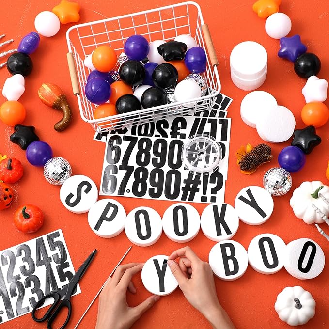 Giant Friendship Bracelet Garland Kit, DIY Birthday Banner with Letters Ball Jumbo Customizable Friendship Bracelet Decor for Halloween Christmas Wedding Party(Black, Orange, Purple)