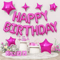 Happy Birthday Balloon Banner Hot Pink, 16 Inch Mylar Foil Letter Balloons by Togvu