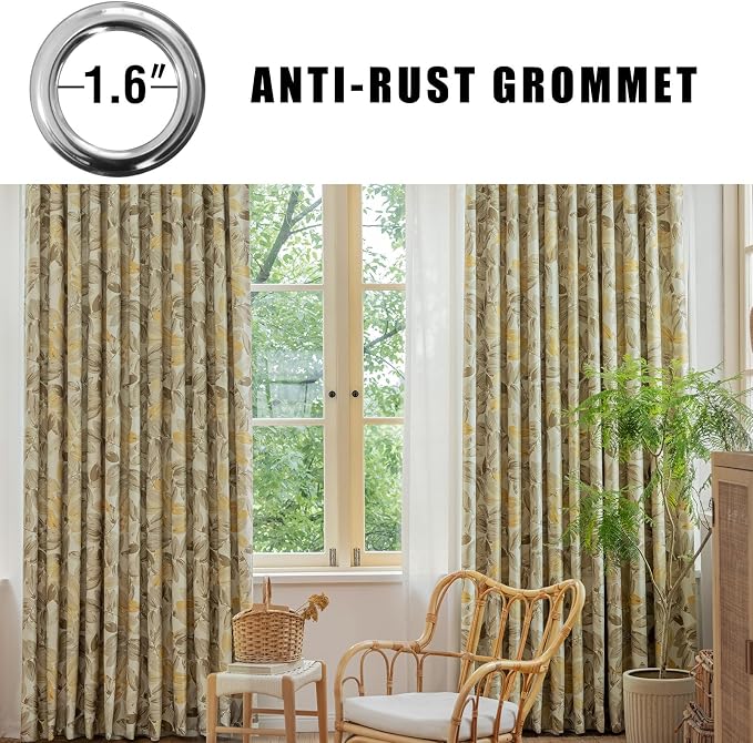 SUOUO Brown Floral Blackout Curtains - Image 2