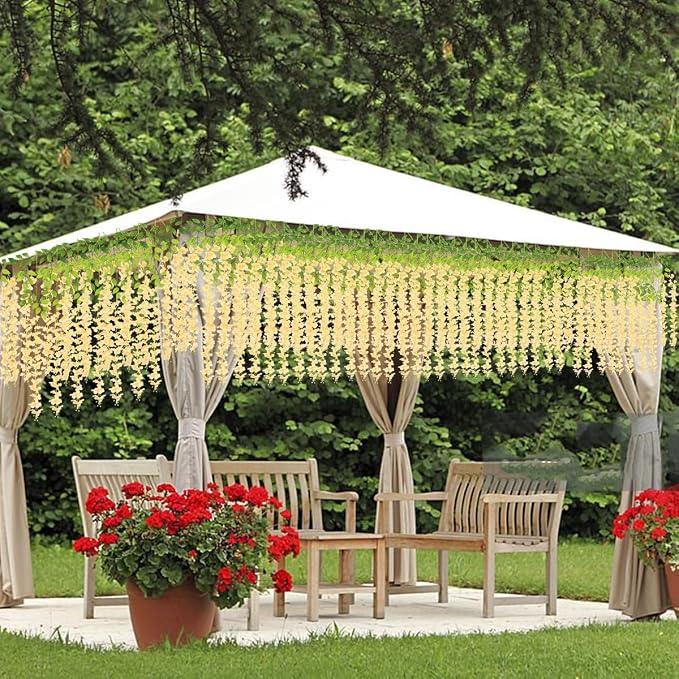 Artificial Wisteria Hanging Flowers-Fake Wisteria Flower Garland Silk Vines - Image 4