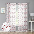 Tollpiz Burgundy Red Leaf Sheer Curtains Bedroom 54 x 84 Inches | Leaves by Tollpiz