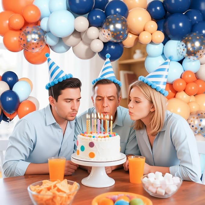 170Pcs Royal Blue and Orange Balloon Arch Garland Kit | Navy Light Blue Orange - Image 5