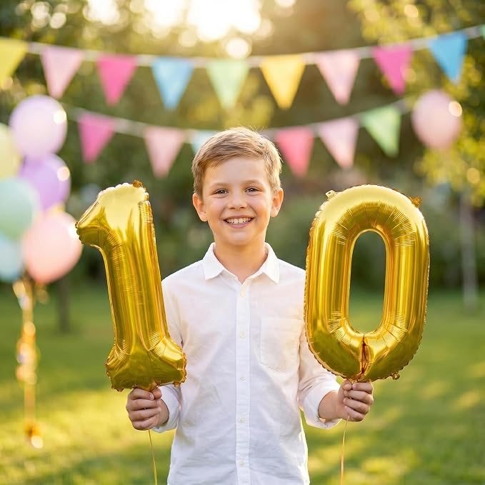 20 Pieces Foil Mylar Number Balloons 0 to 9 Set - Image 3