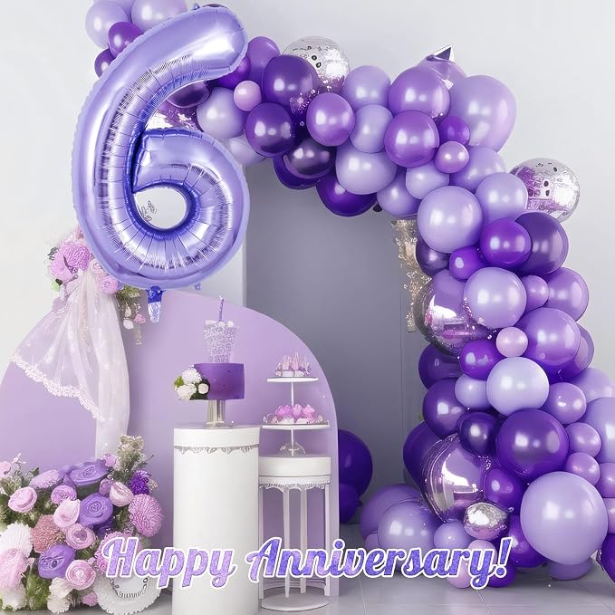 Purple Number 6 Balloon 40 Inch, Big Large Foil Helium Number Balloons - Image 6