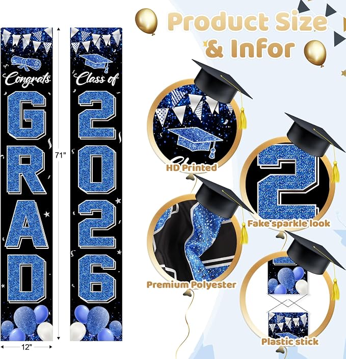 COHIE Congrats Grad Class of 2026 Porch Banner a Set of 2 - Image 2