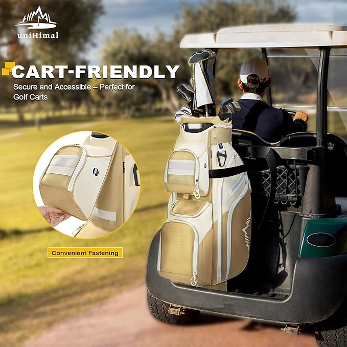 Golf Cart Bag, 15 Way Organizer Divider Top with Handles and Rain Cover