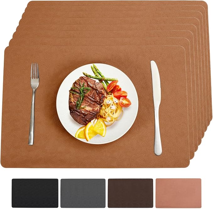 Vinyl Placemats Set of 8 Heat Resistant Easy Clean Non-Slip Place Mats by BxzanDya-LifeSmartMaker