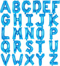26 Pcs Blue Letter Balloons, 16 Inch Foil Alphabet Letter Balloons, Letter A-Z by YOTHORN