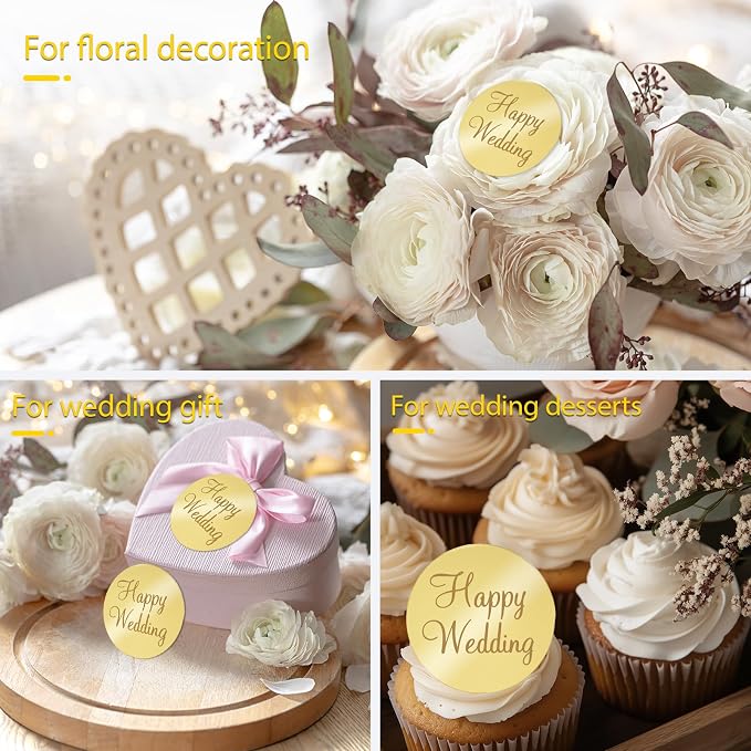 20Pcs Gold Acrylic Wedding Cupcake Toppers - Image 8