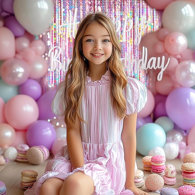 4 Packs Pink Foil Fringe Curtain, Baby Shower, Princess Bachelorette Cowgirl - Image 3