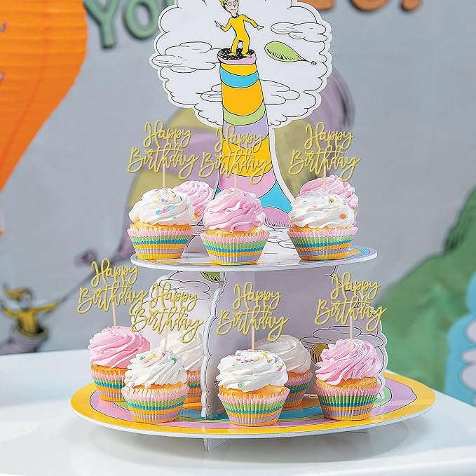 24 PCS Happy Birthday Cupcake Toppers Glitter Picks - Image 5